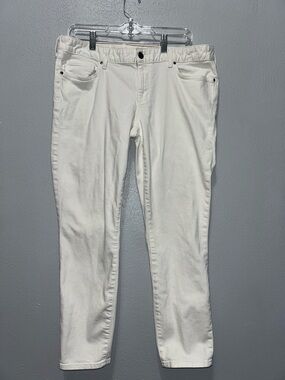 Eddie Bauer  White Slightly Curvy Skinny Ankle Jeans Size 14